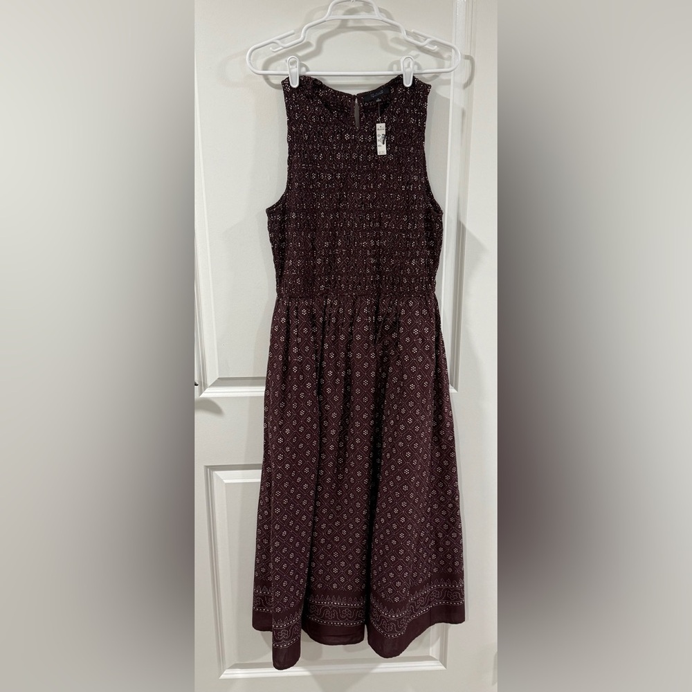 NWT Madewell Melody Smocked Midi Dress M Dusty Plum Cotton Pockets - Picture 6 of 16